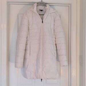 Swiss Tech ,Women's White Hooded Puffer Jacket, Size Medium
